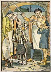 Die Ritterschlagung von Don Quixote, Illustration aus 